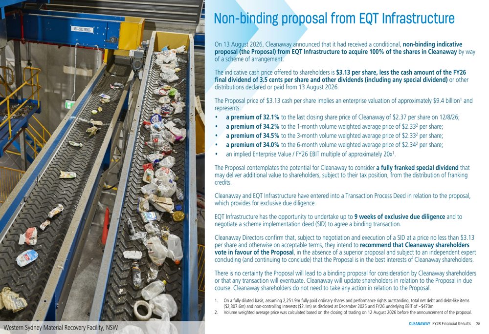 Cleanaway FY26 slides: EBIT up 14%, guiding $500m-$530m for FY27 By ...