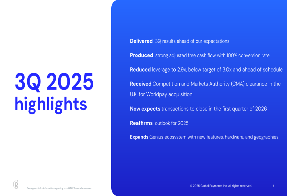 Global Payments Q3 2025 slides: EPS growth of 12% despite revenue headwinds