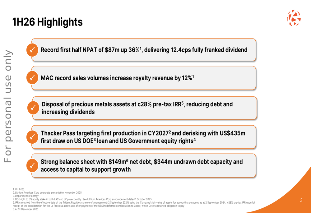 Deterra Royalties 1H 2026 slides reveal 36% profit jump and strengthened balance sheet