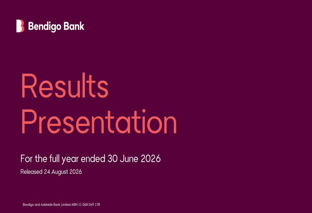 Bendigo Bank FY26 slides