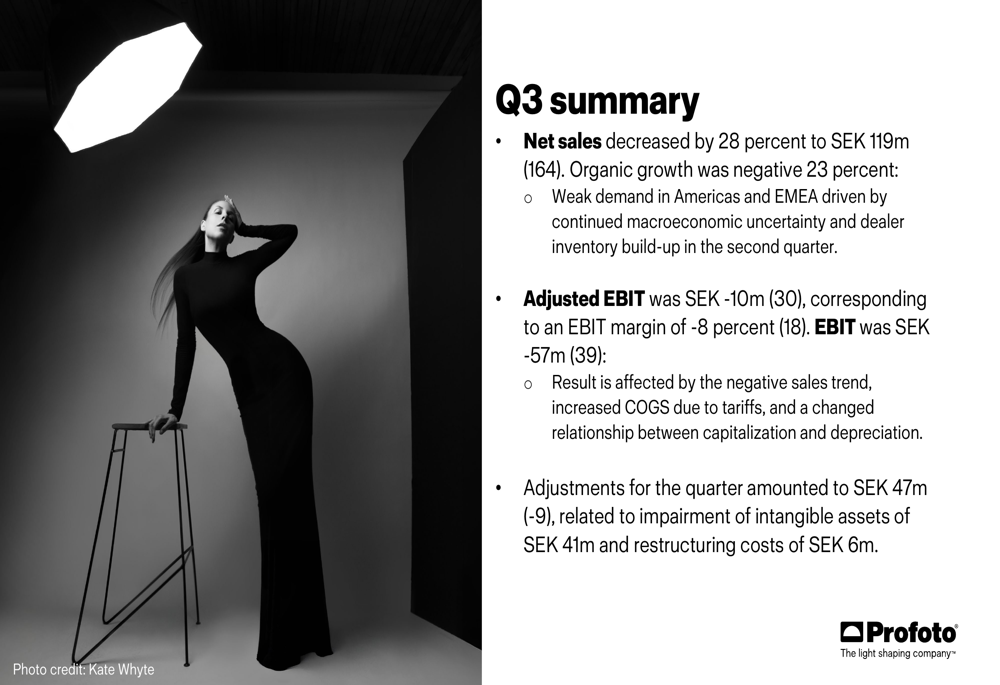 Profoto Reports 28% Sales Decline in Q3 2025 Due to LED Technology Shift