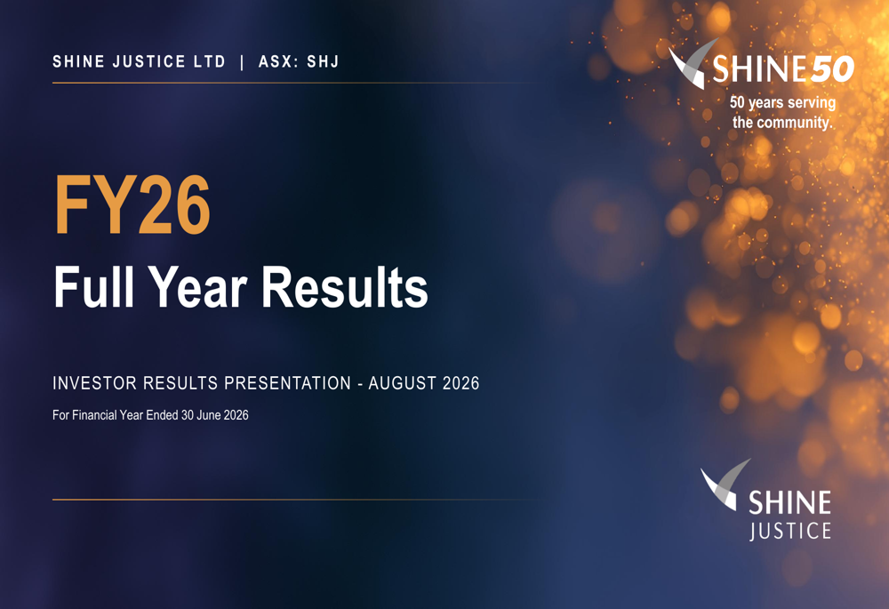 Shine Justice FY26 slides