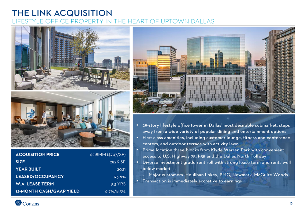 Cousins Properties Q3 2025 slides: $218M Dallas acquisition to boost portfolio quality