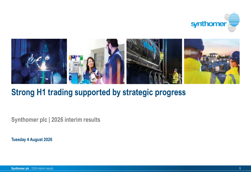 Synthomer H1 2026 presentation shows EBITDA up 13%, outlook raised