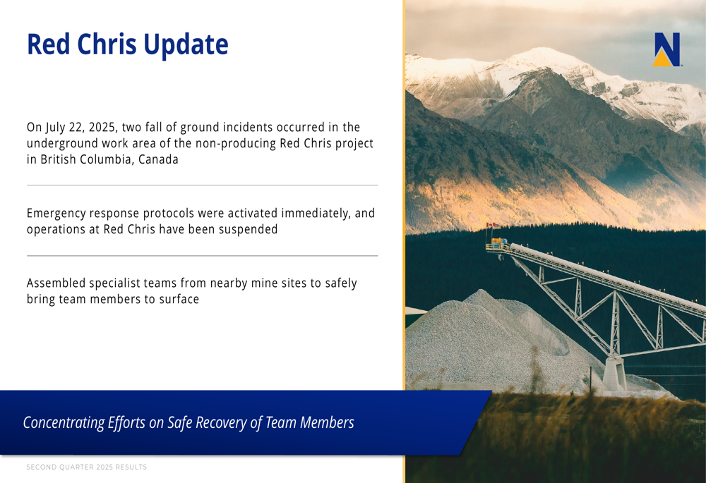 Newmont Q2 2025 slides: Record free cash flow amid Red Chris safety challenges