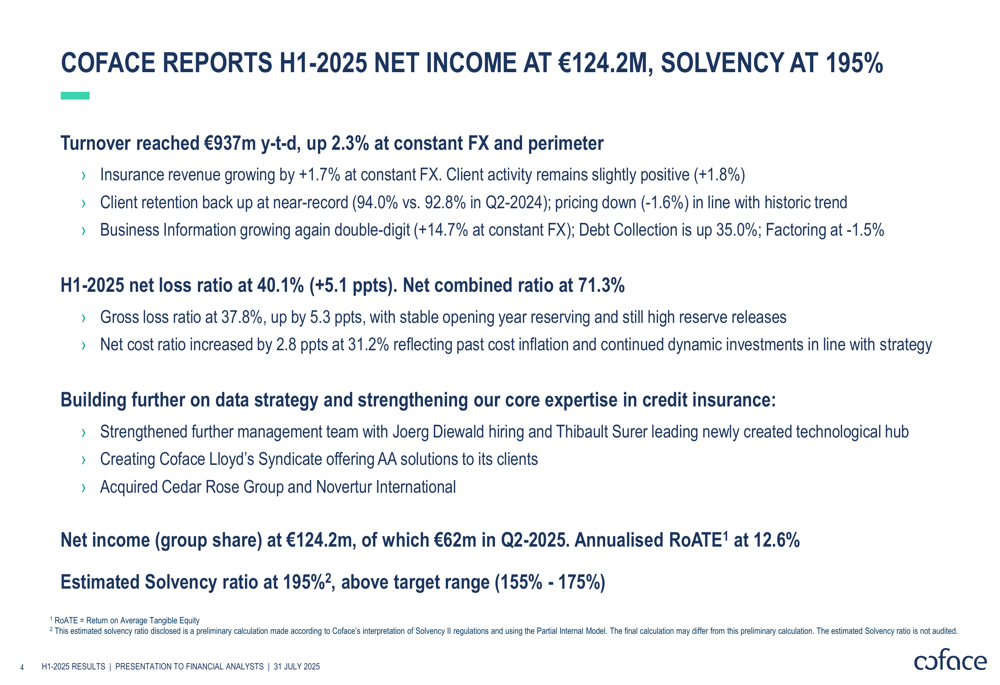 Coface H1 2025 slides: €124.2m net income amid challenging economic landscape
