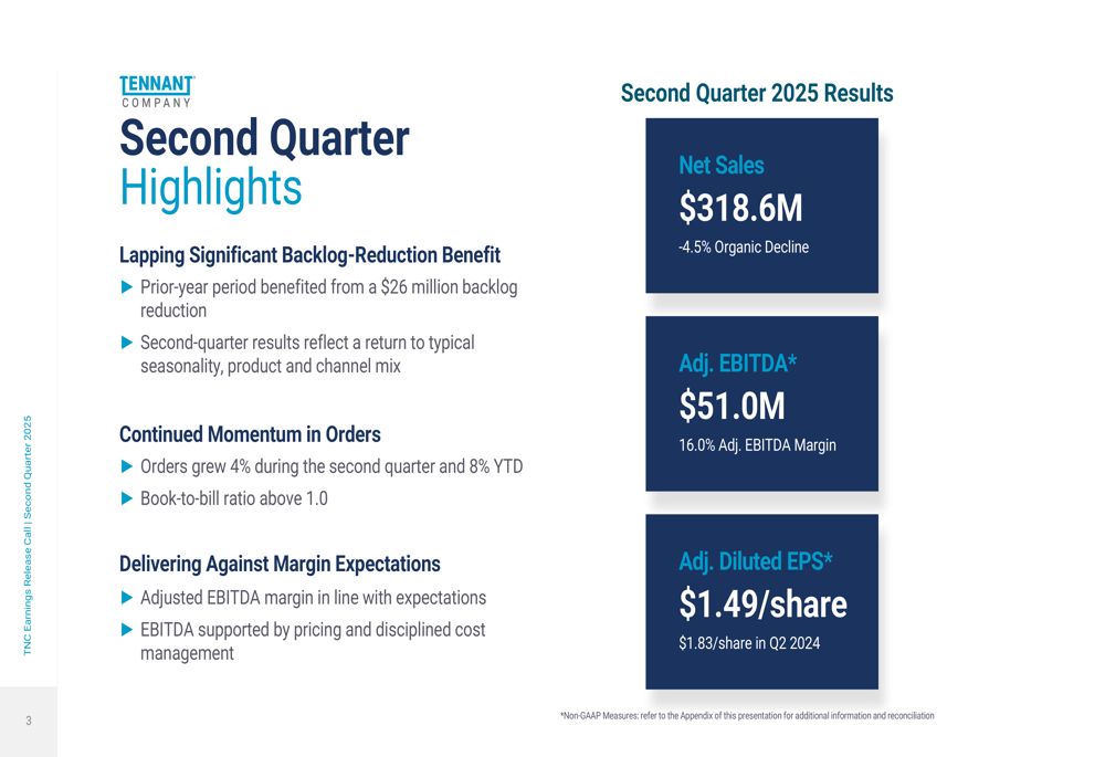 Tennant Q2 2025 slides: Sales decline 4.5% but company reaffirms full-year guidance
