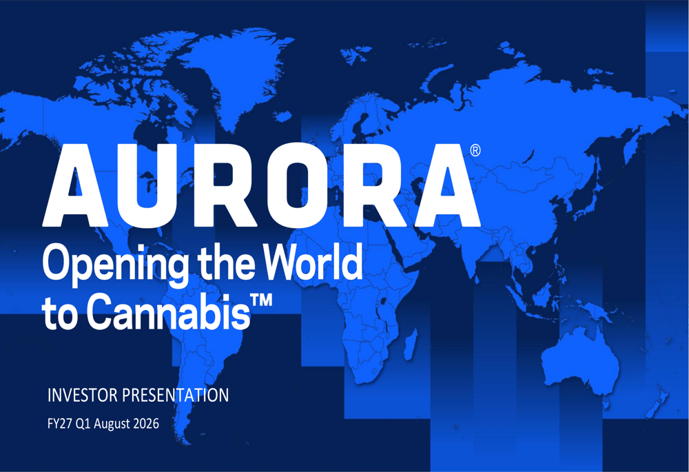 Aurora Cannabis Q1 FY27 slides