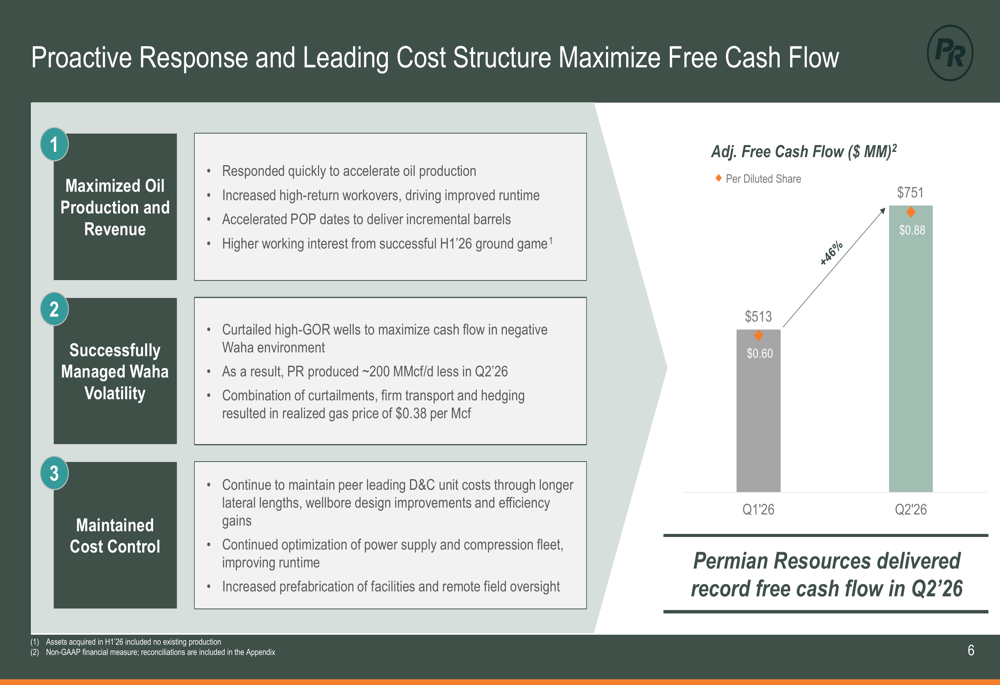 Permian Resources Q2’26 slides: record cash flow, strategic gas ...