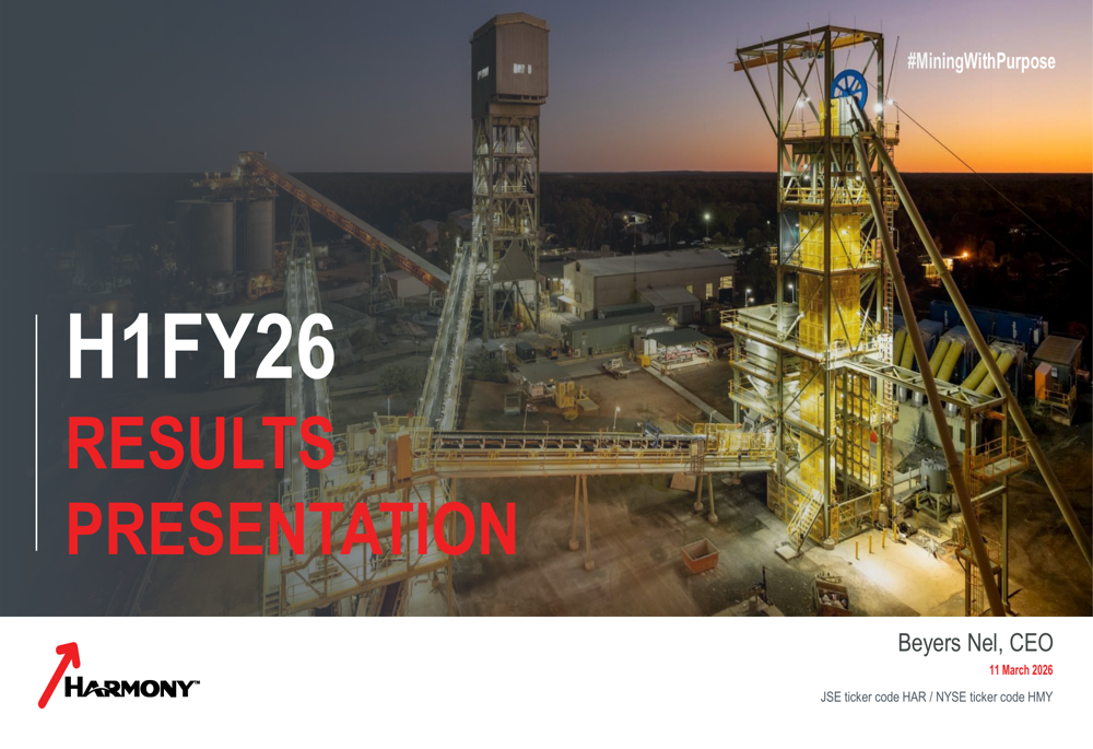 Harmony Gold H1FY26 slides