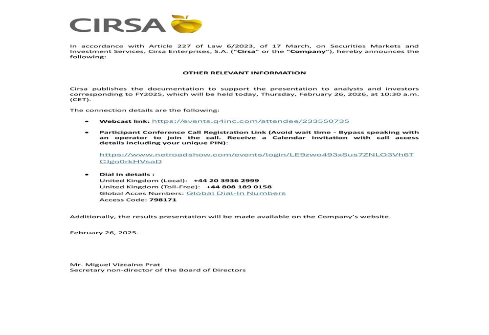 Cirsa FY25 presentation