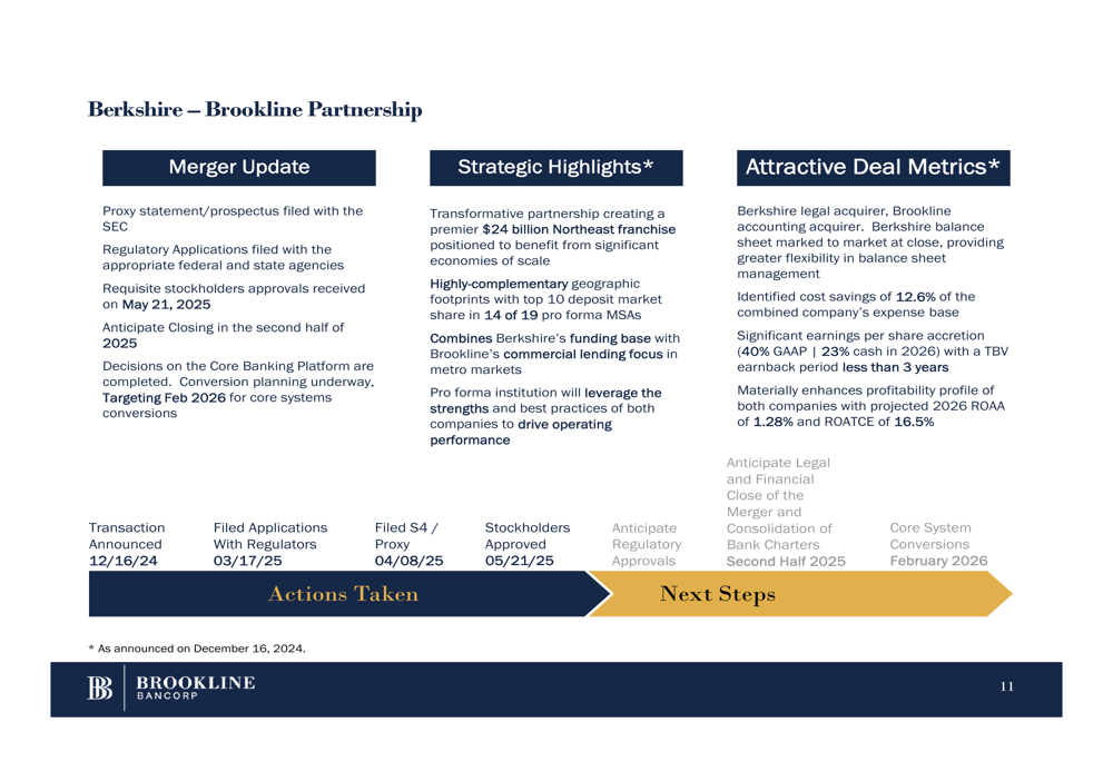 Brookline Bancorp Q2 2025 slides: Revenue growth continues as merger ...