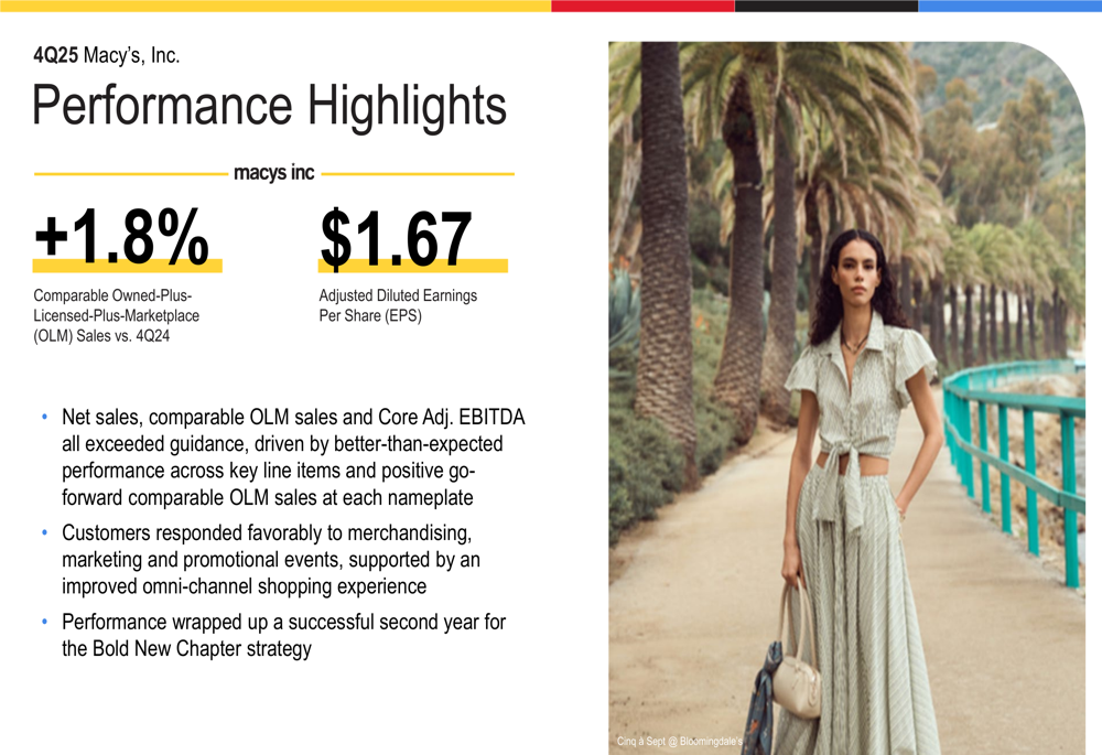 Macy’s 2025年度第4四半期決算:予想を上回る収益、2026年は慎重な見通し
