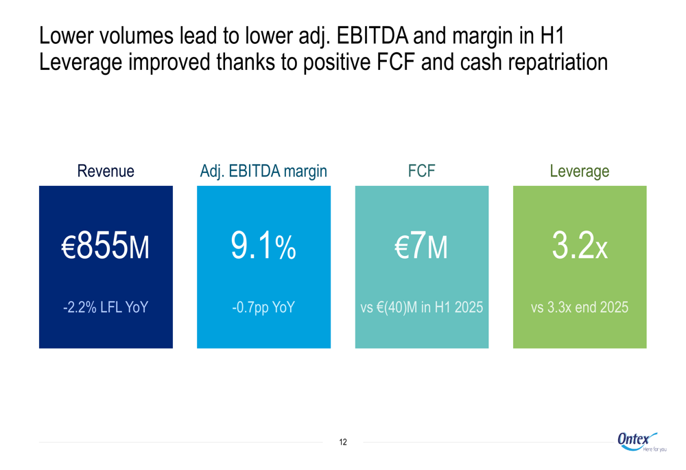 Ontex H1 2026 slides: €240M savings plan amid guidance cut
