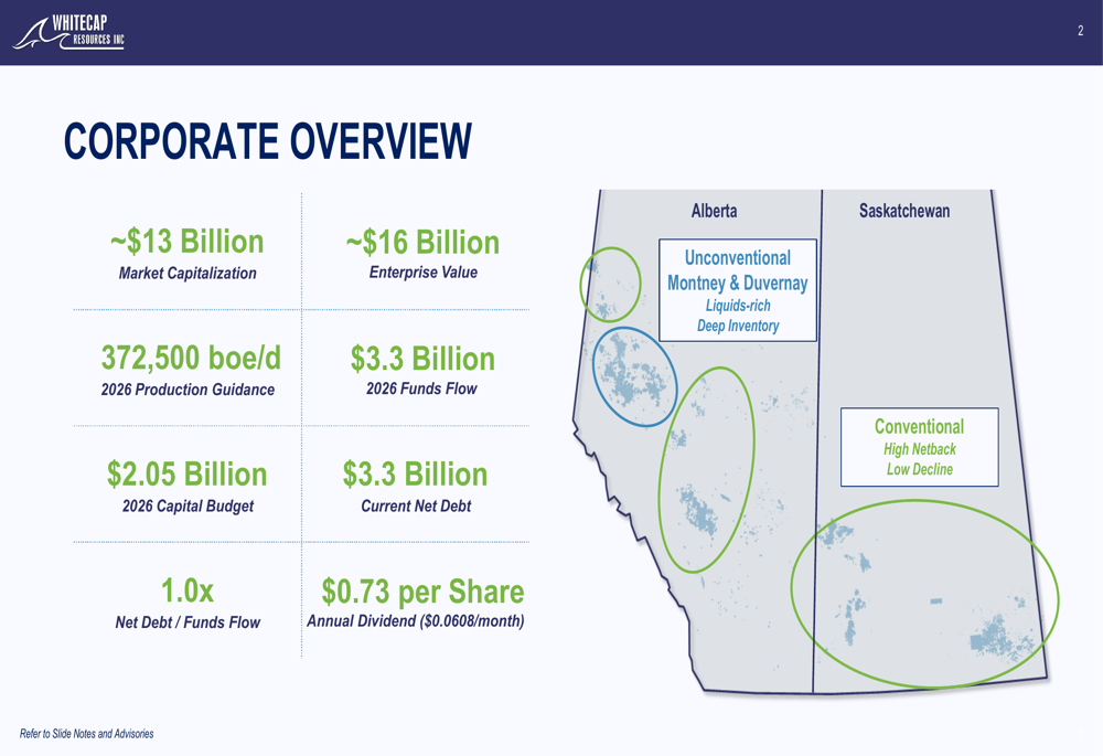 Whitecap Resources Q4 2025 slides: targeting 3% production growth, $3.3B funds flow in 2026