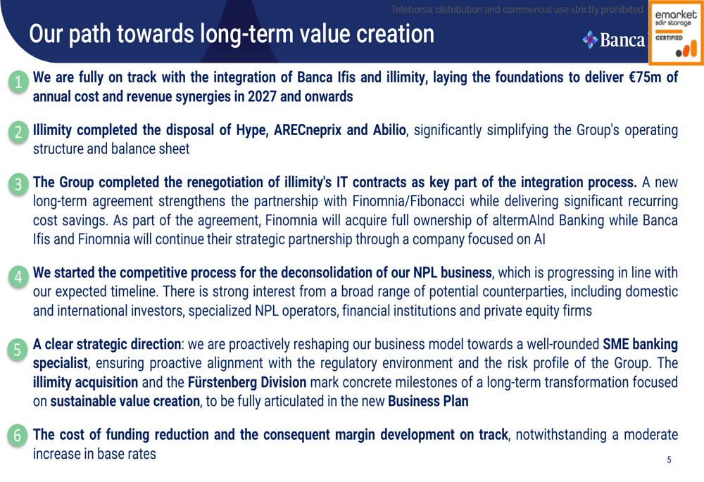 Banca Ifis Q2 2026 slides: integration advances amid provision charges ...