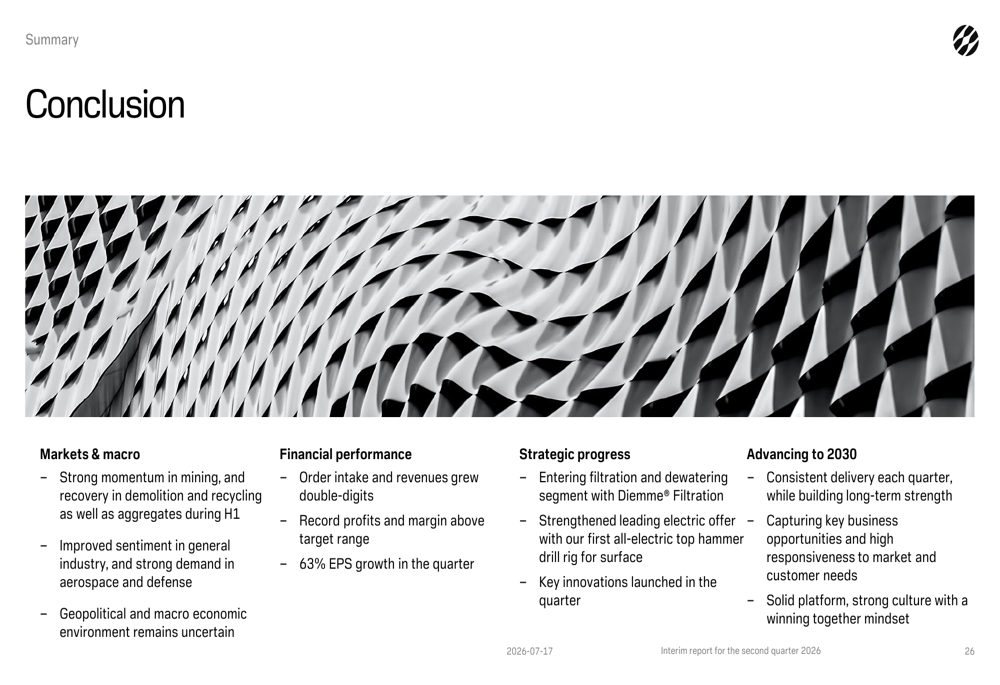 Sandic Mining Sandvik Q2 2026 slides: record margins hit 22.6% on mining, machining ...