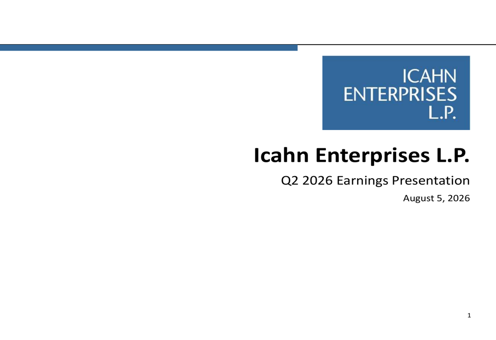 Icahn Enterprises Q2 2026 slides