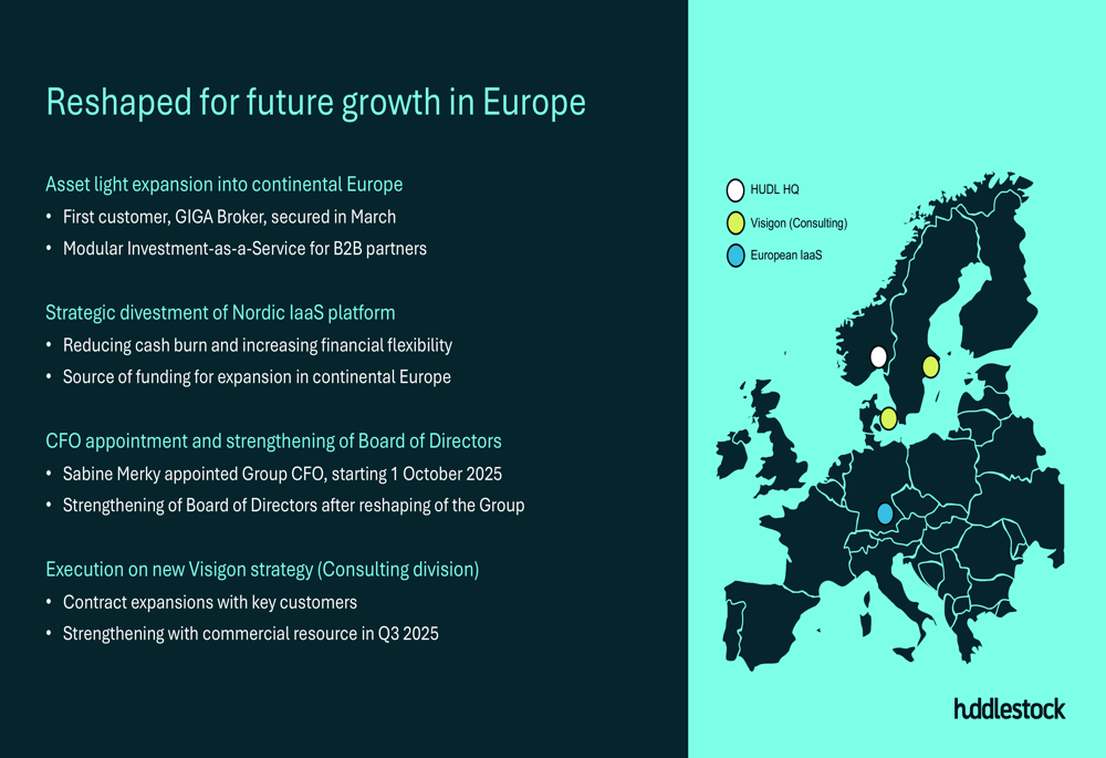 Huddlestock H1 2025 slides: European pivot amid widening losses