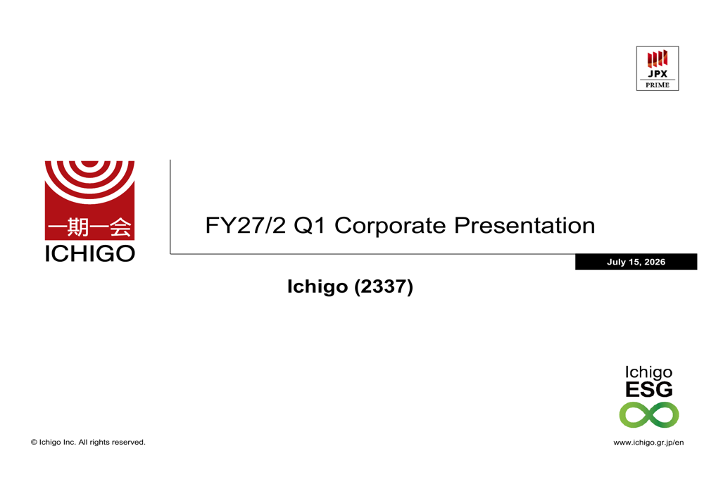 Ichigo Q1 FY27/2 slides