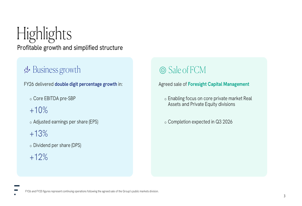 Foresight FY26 slides: double-digit growth, private markets focus