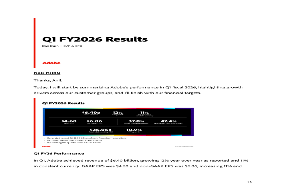 Adobe Q1 2026 slides: AI growth accelerates as CEO announces transition