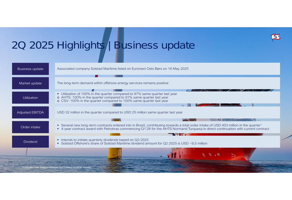 Solstad Offshore Q2 2025 slides: 100% utilization drives 28% EBITDA growth