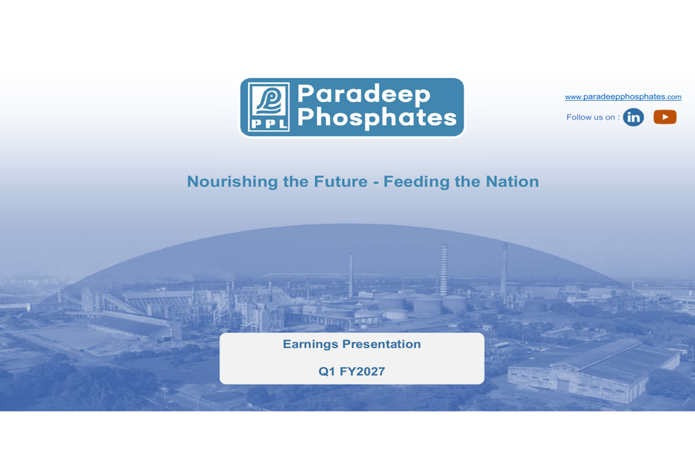 Paradeep Phosphates Q1 FY27 slides