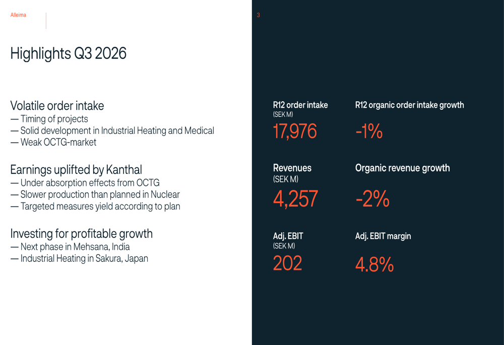 Key Account Overview Slide Alleima Q3 2026 slides: Kanthal growth offset by OCTG weakness By ...