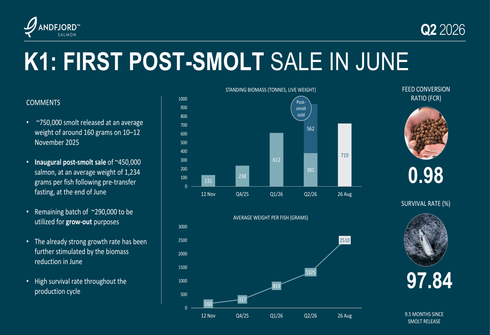 Fishbone Analysis Slide Andfjord Salmon Q2 2026 slides: revenue returns, biomass nears 2,000 ...