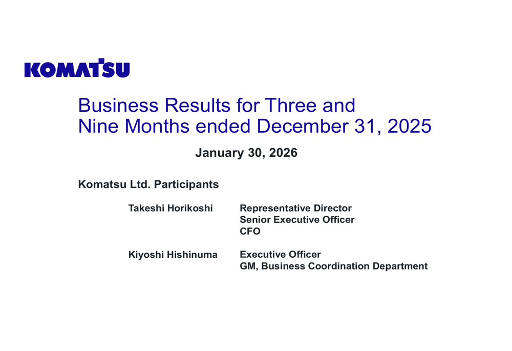 Komatsu Q3 FY2025 presentation