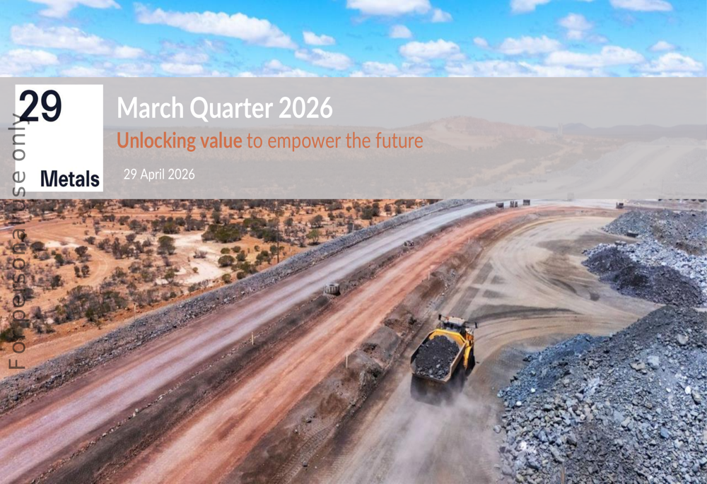 29Metals Q1 2026 slides