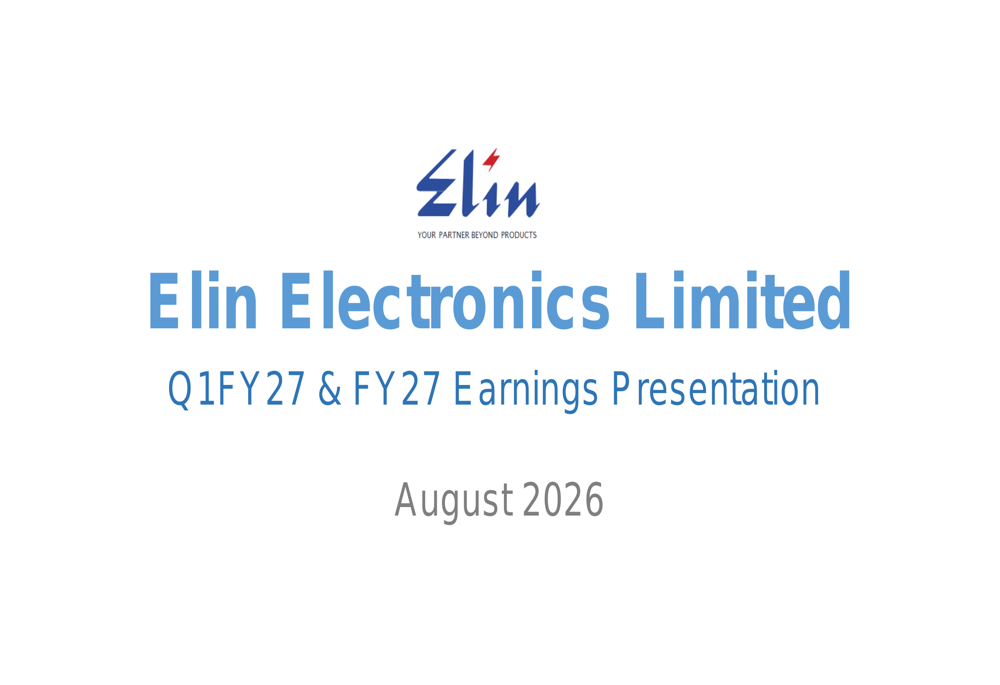 Elin Electronics Q1 FY27 slides