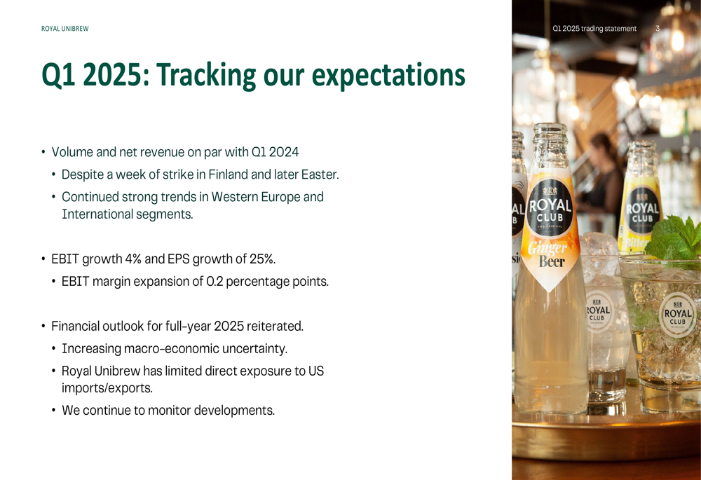 Royal Unibrew Q1 2025 slides: Mixed regional performance, maintains full-year outlook