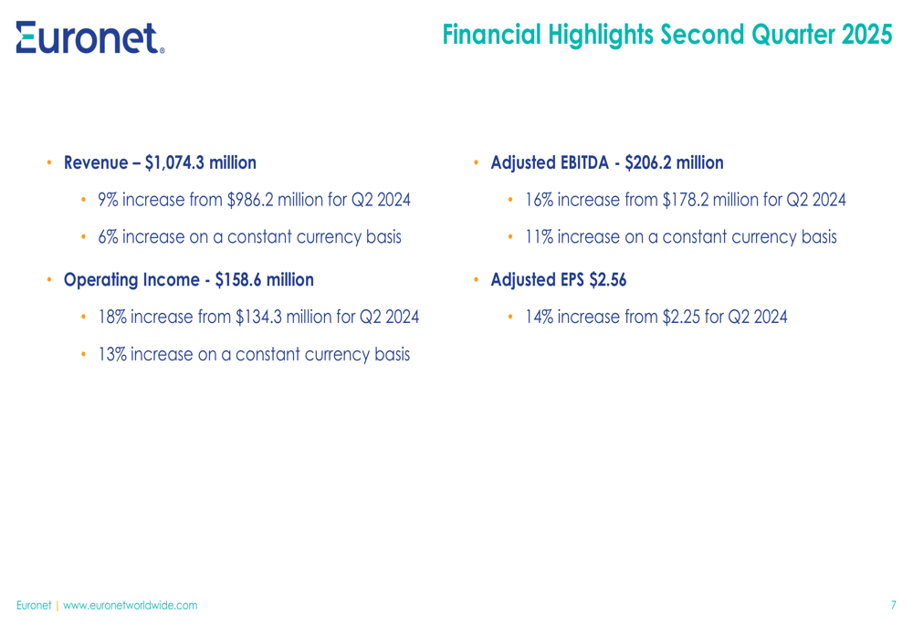 Euronet Q2 2025 slides: Record revenue and strategic CoreCard acquisition