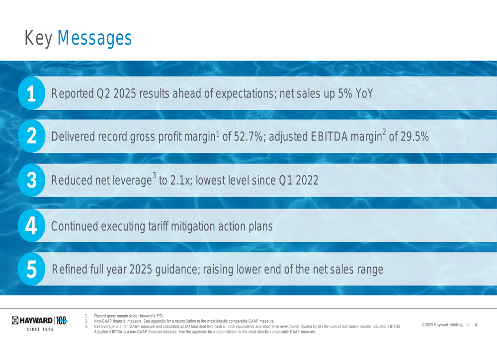 Hayward's Q2 2025 presentation reveals 5% sales growth, record profit margins