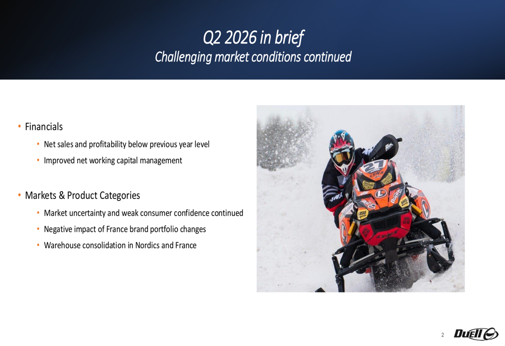 Duell 2026年第2四半期決算：売上高は維持も市場低迷で業績見通しを下方修正