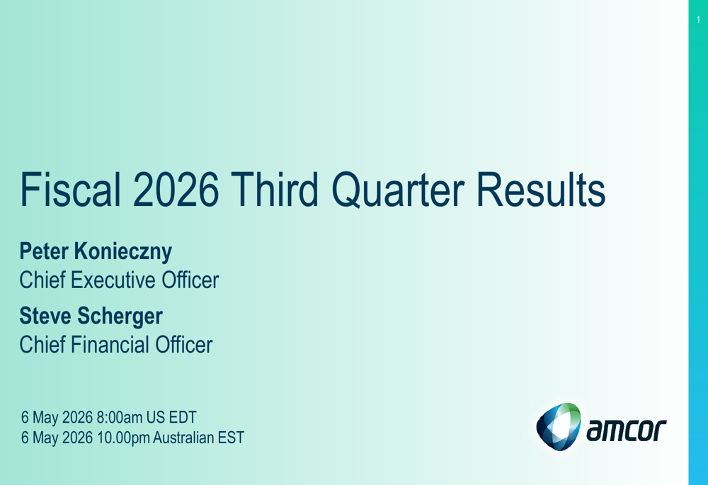 Amcor Q3 FY2026 slides