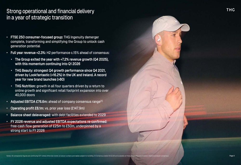 THG FY 2025 presentation: H2 recovery drives return to profit