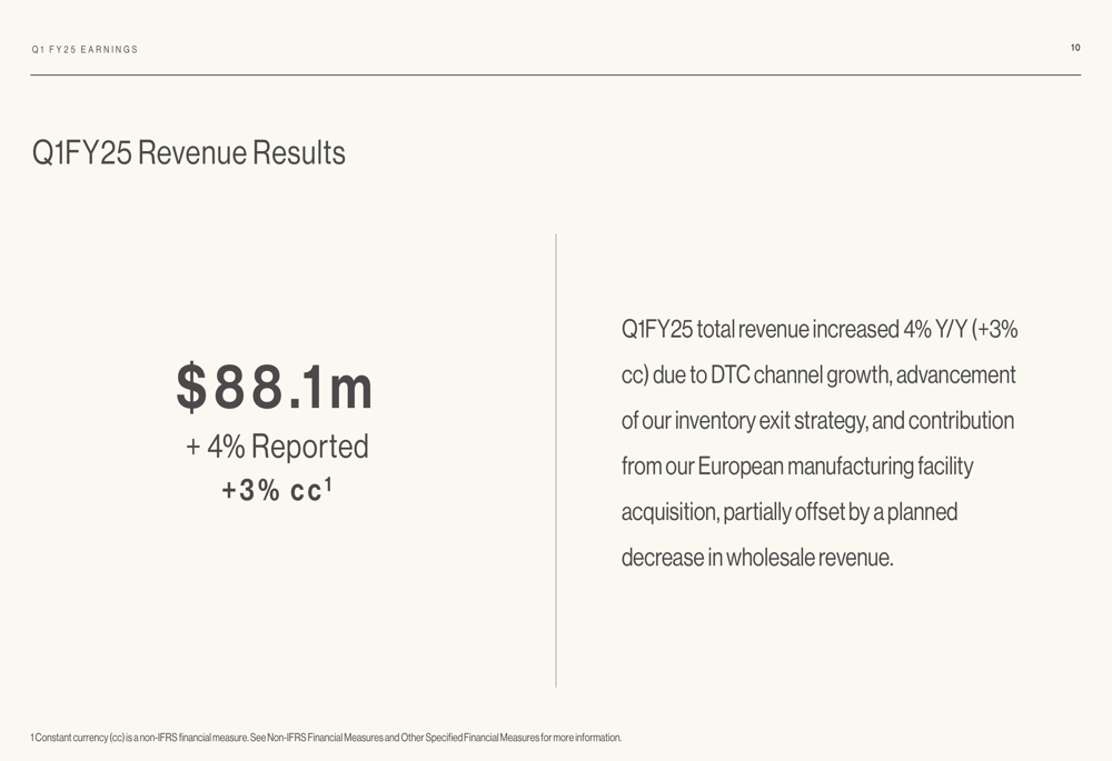 Canada Goose Q1 FY2025 slides: 4% revenue growth amid strategic channel shift