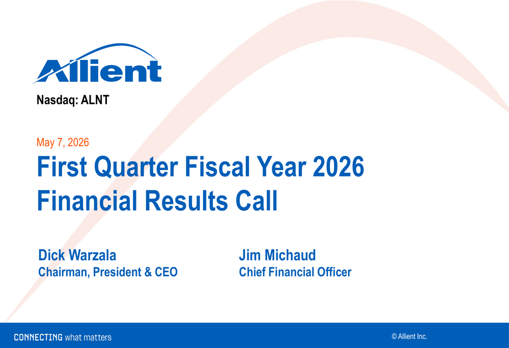 Allient Q1 2026 slides