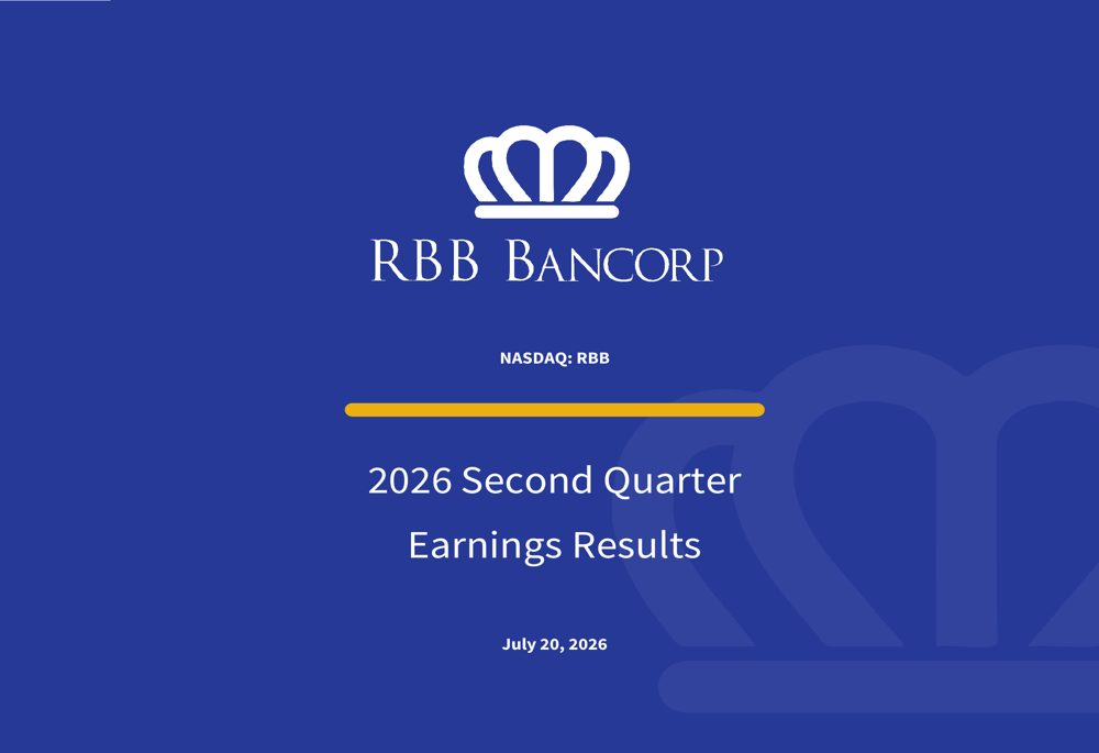 RBB Bancorp Q2 2026 slides