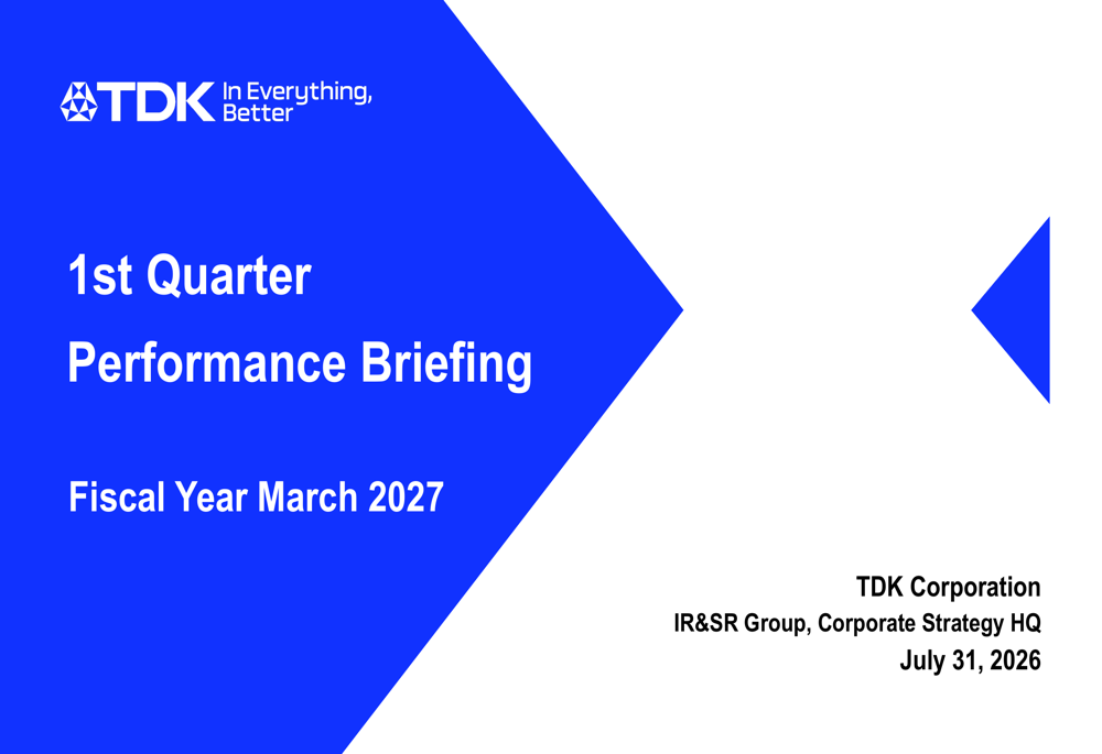 TDK Q1 fiscal 2027 slides