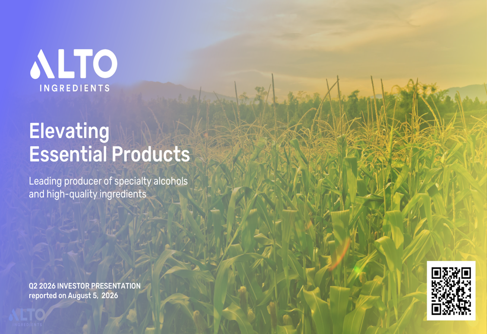 Alto Ingredients Q2 2026 slides