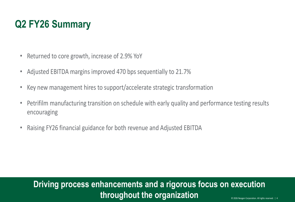 Chapter Over Slide Neogen Q2 2026 slides: Return to growth drives 29% stock surge ...