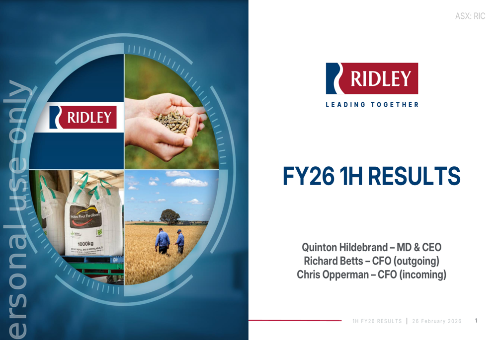 Ridley FY26 1H slides