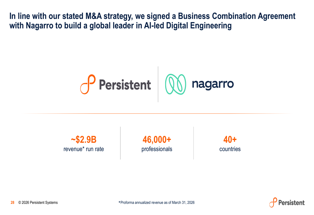 Progress Slide Status Persistent Q2 FY27 slides: 26th straight growth quarter, Nagarro deal ...