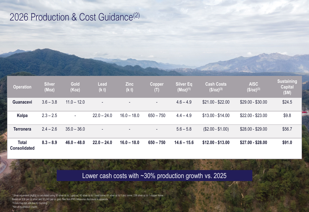 エンデバー・シルバー2026年2月スライド：コスト圧力の中で30%成長を視野に