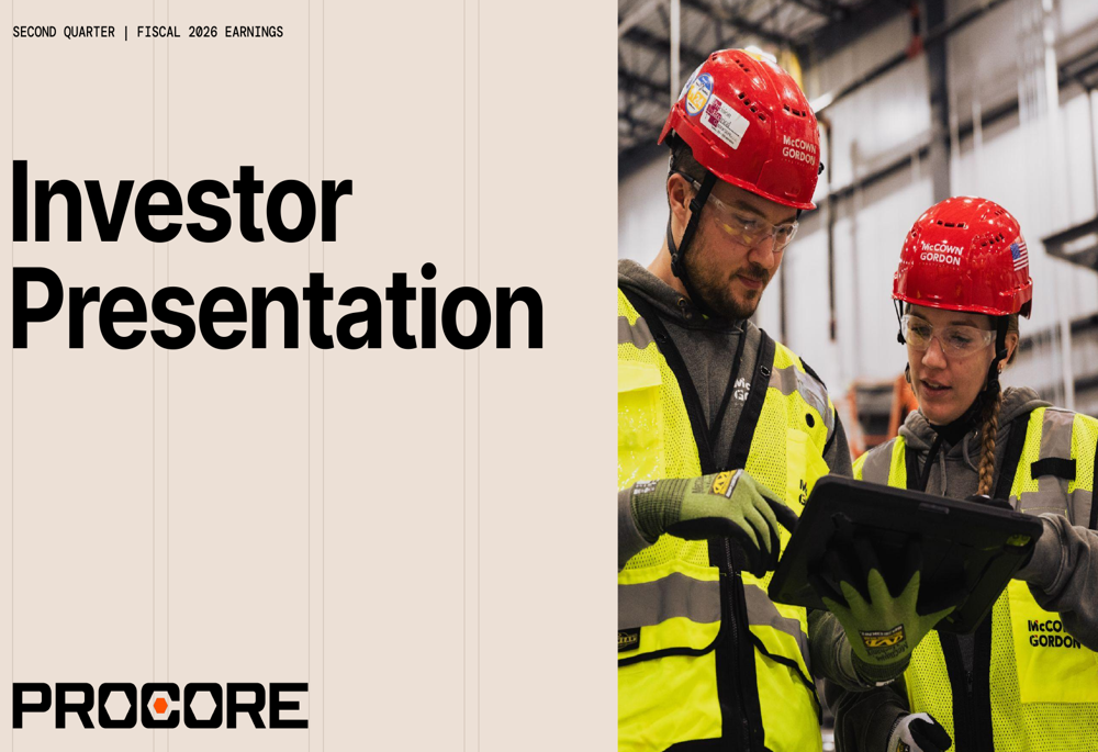 Procore Q2 FY26 slides